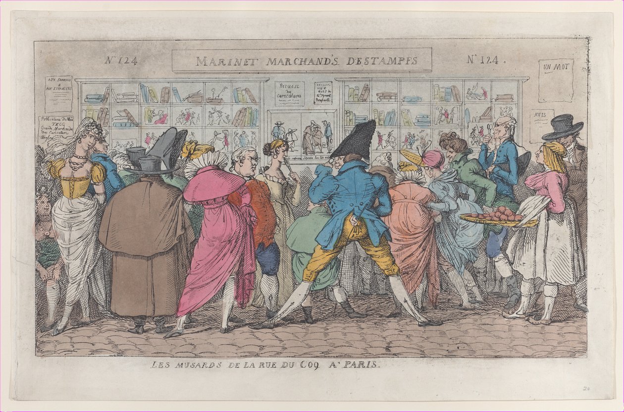 Los holgazanes de la Rue du Coq en París, ca. 1810 de Thomas Rowlandson
