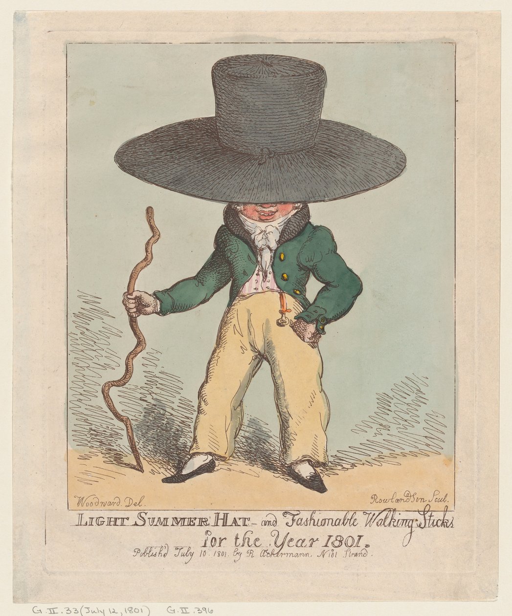 Sombrero de verano ligero y bastones de moda para el año 1801, 10 de julio de 1801 de Thomas Rowlandson