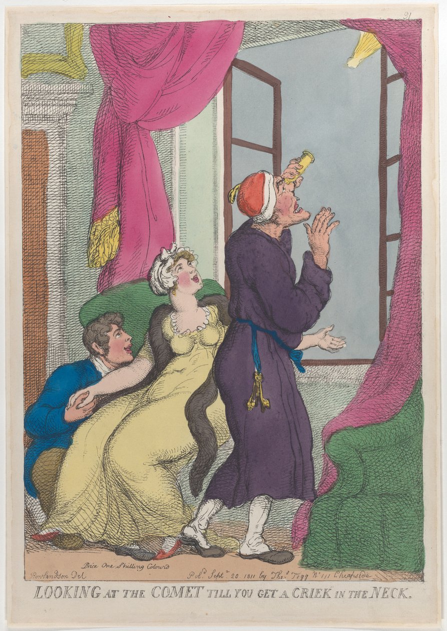 Mirando el Cometa hasta que te Duele el Cuello, 20 de septiembre de 1811 de Thomas Rowlandson