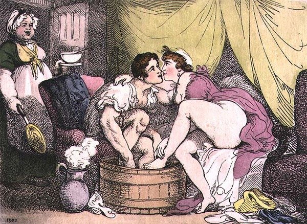 Amor en una bañera o una cura para un resfriado de Thomas Rowlandson