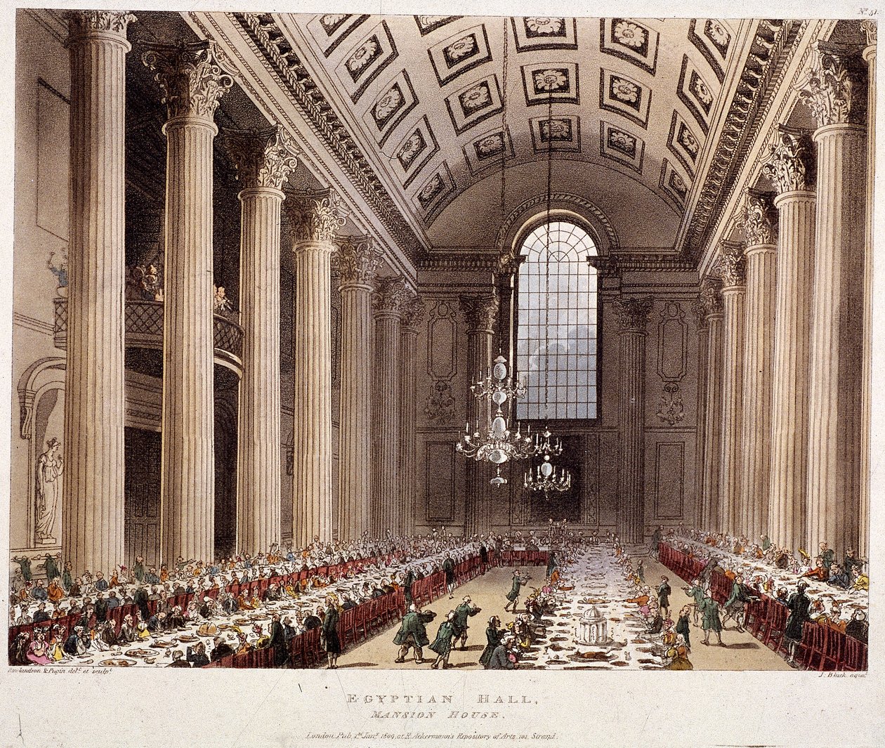 Interior de Mansion House, Londres, 1809 de Thomas Rowlandson