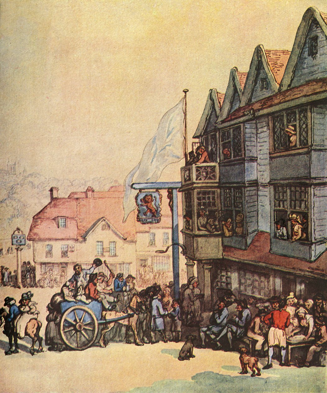 Día de mercado fuera del Old Red Lion en Greenwich, 1938 de Thomas Rowlandson