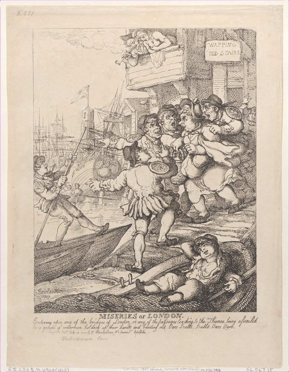 Miserias de Londres: Entrando en cualquiera de los puentes de Londres de Thomas Rowlandson