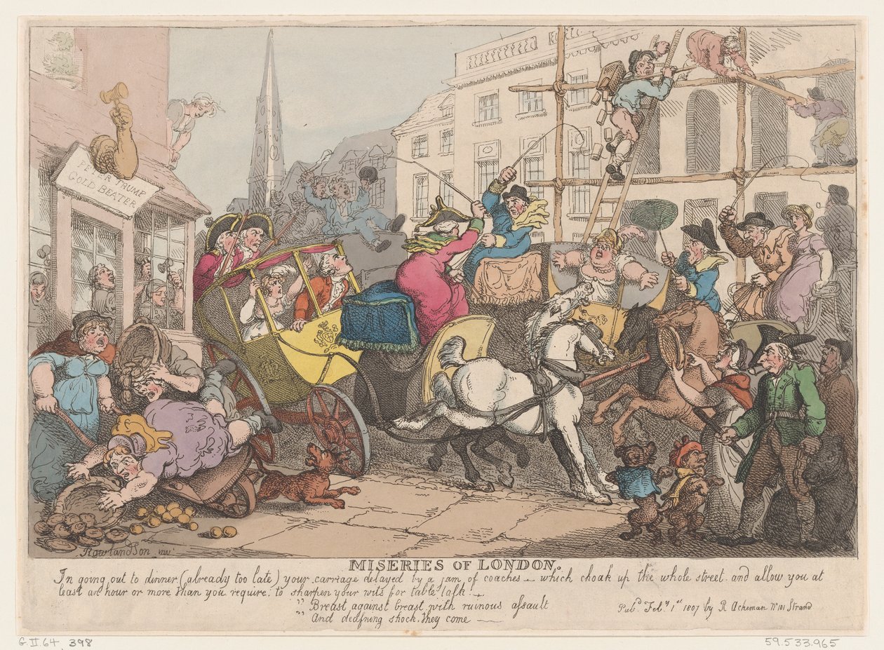 Miserias de Londres: Saliendo a cenar, 1 de febrero de 1807 de Thomas Rowlandson