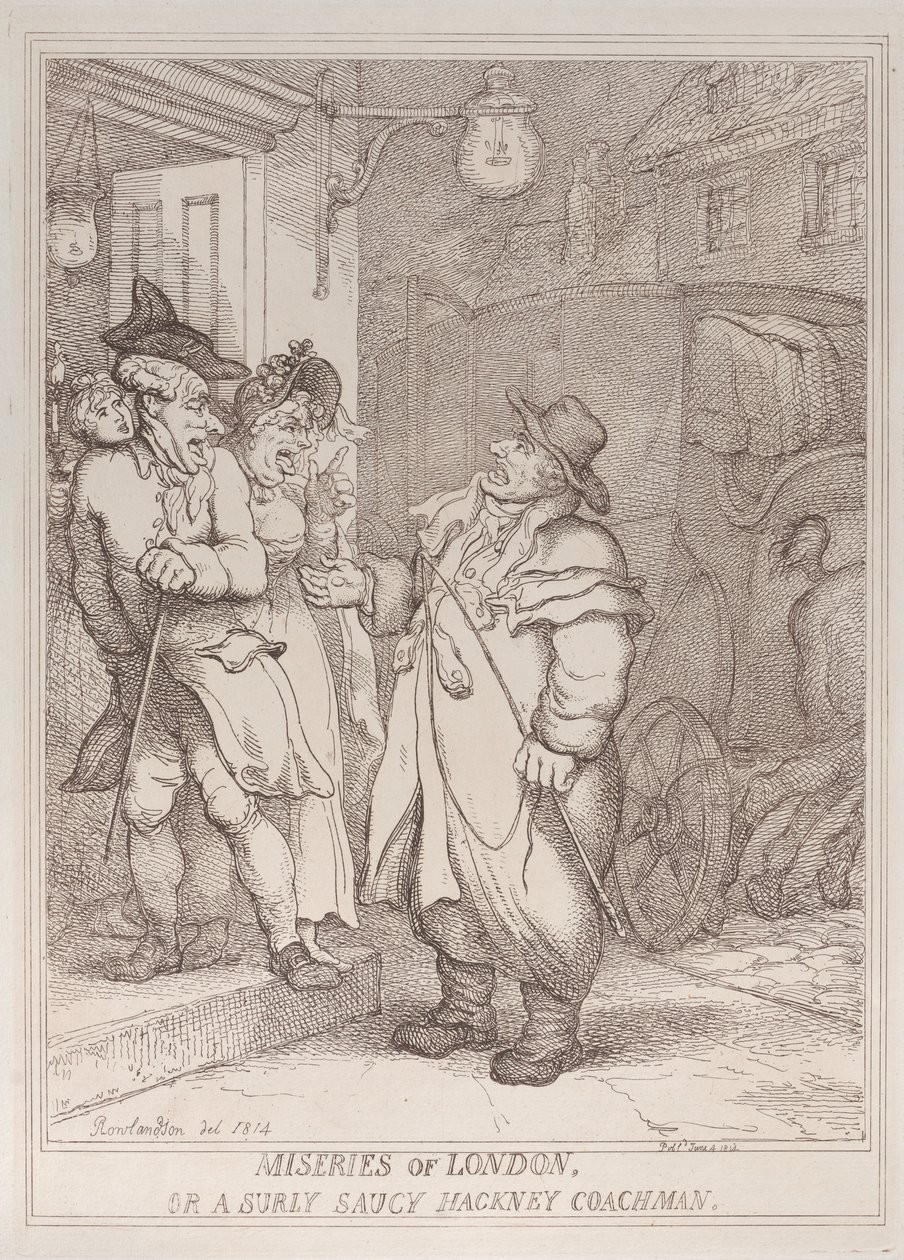 Las miserias de Londres, o un cochero de Hackney malhumorado y descarado de Thomas Rowlandson