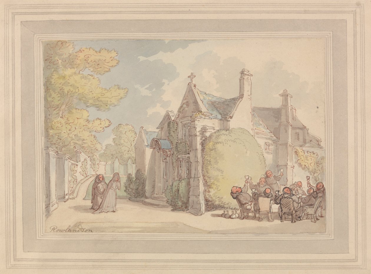 Monjes de juerga fuera de un monasterio de Thomas Rowlandson