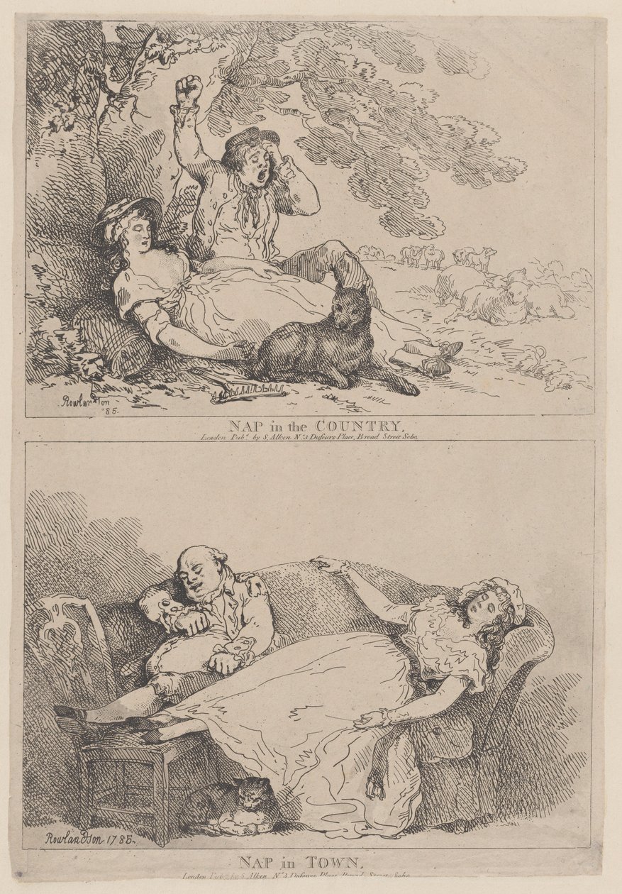 Siesta en el campo, siesta en la ciudad, 1785 de Thomas Rowlandson