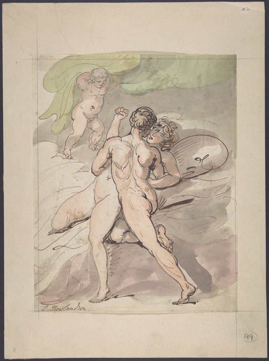 Pareja desnuda abrazándose de Thomas Rowlandson