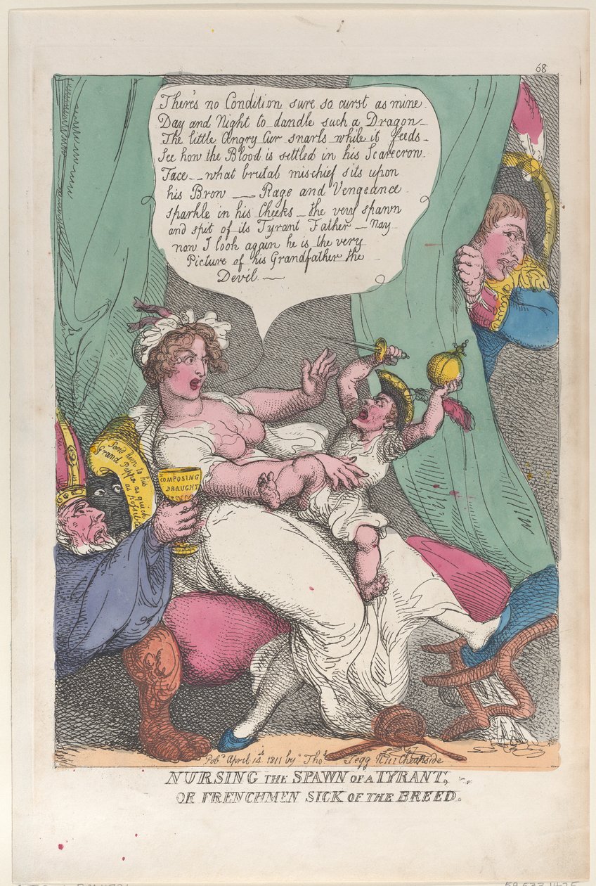 Cuidando la Cría de un Tirano de Thomas Rowlandson
