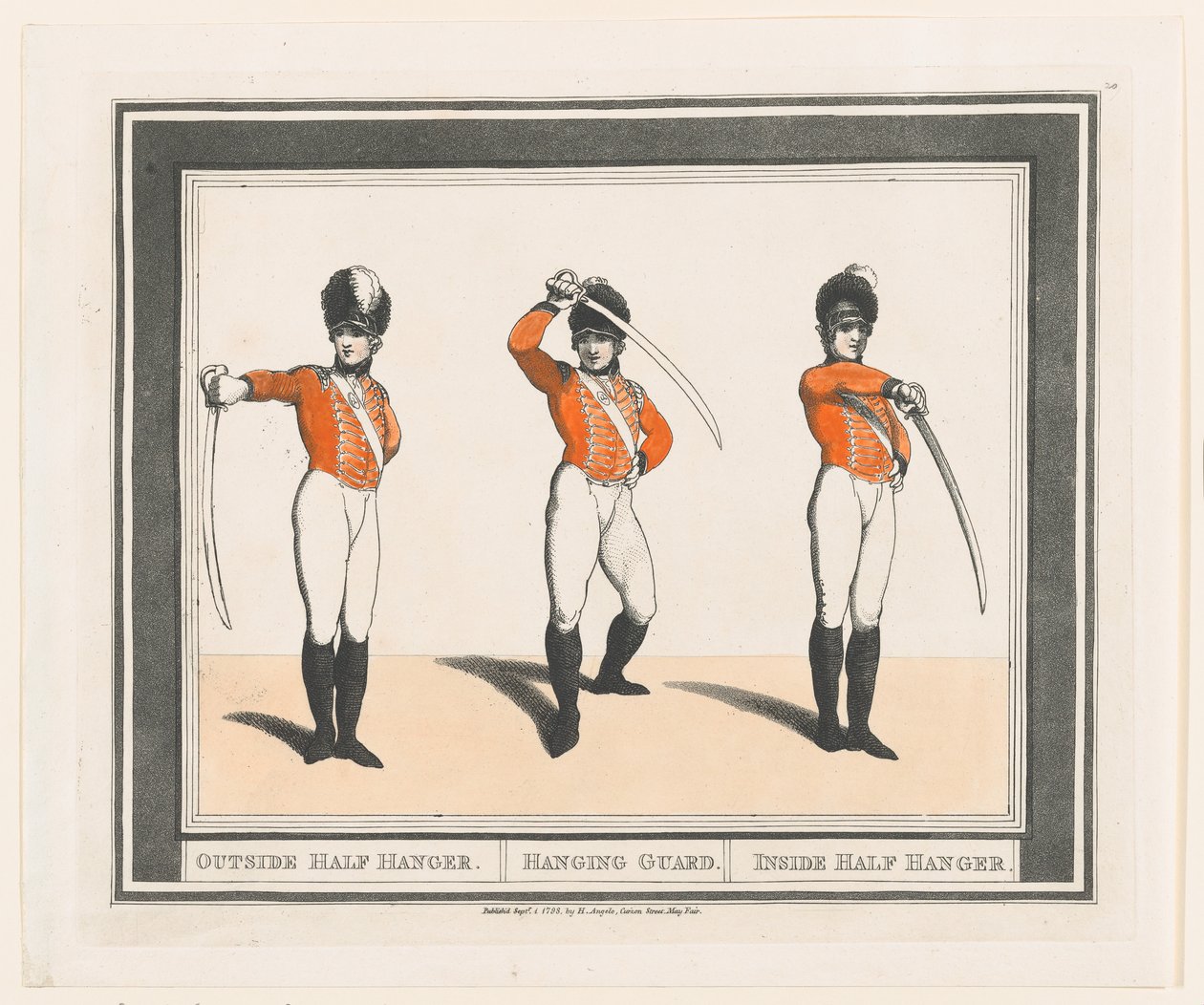 Medio colgador exterior, guardia colgante, medio colgador interior, 1 de septiembre de 1798 de Thomas Rowlandson