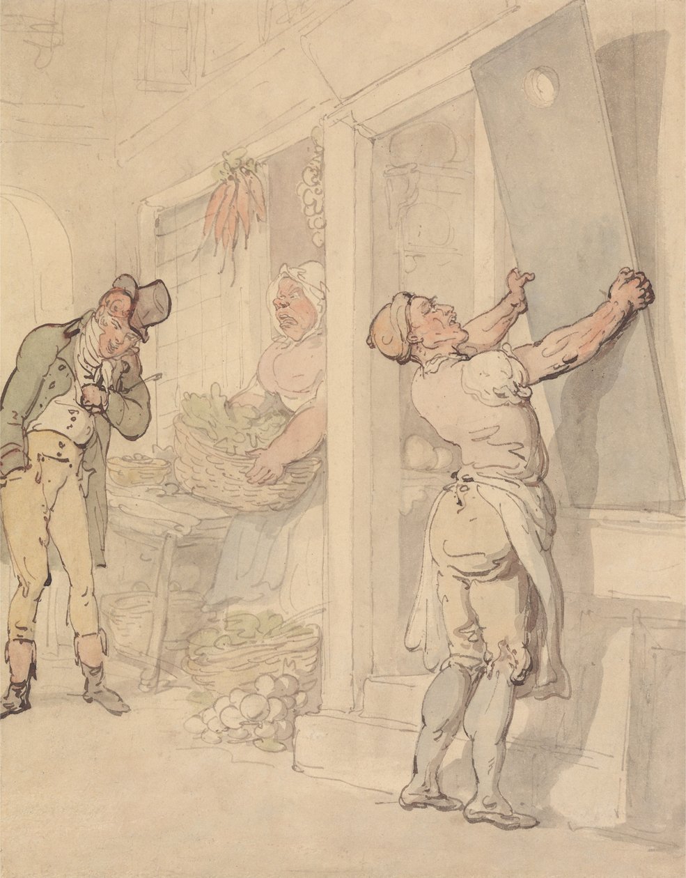 Frente a la frutería de Thomas Rowlandson