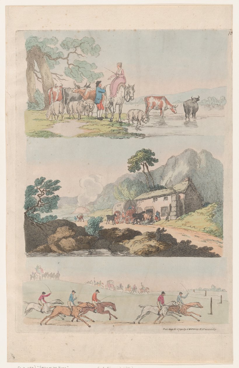 Placa 10, Contornos de Figuras, Paisajes y Ganado...para el Uso de Aprendices, 6 de agosto de 1790 de Thomas Rowlandson