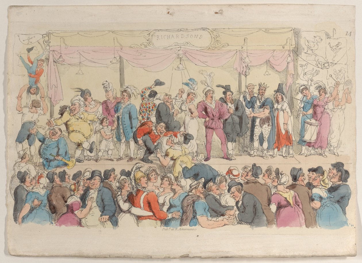 Placa 14: Espectáculo de Richardson, del Mundo en Miniatura, 1816 de Thomas Rowlandson