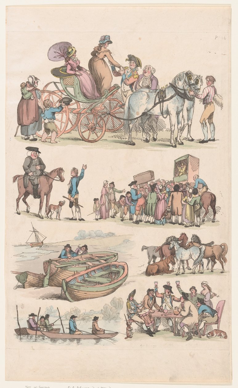Placa 16, Contornos de figuras, paisajes y ganado...para el uso de los aprendices, 1 de junio de 1790 de Thomas Rowlandson