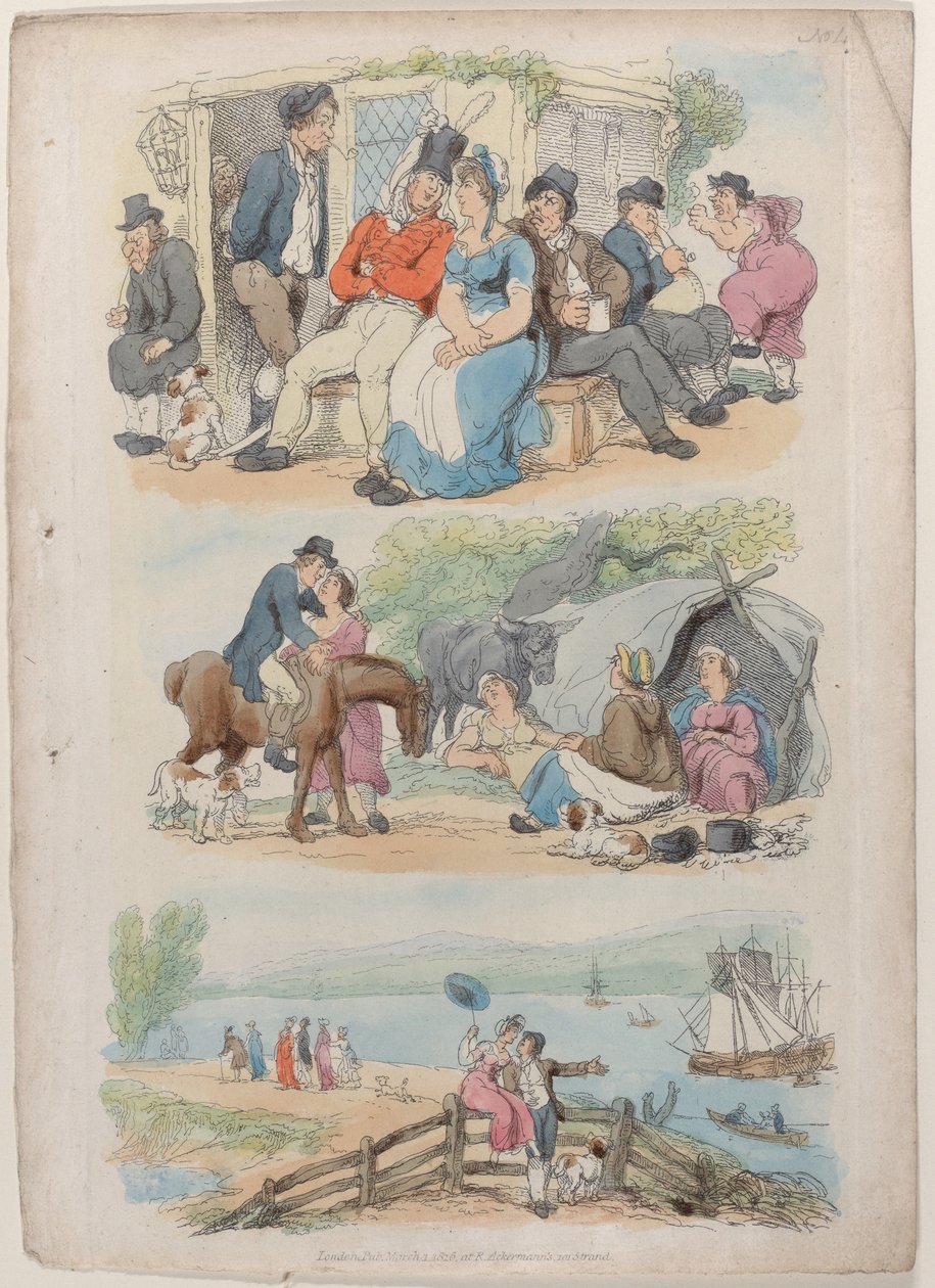 Placa 4: Reclutamiento, del Mundo en Miniatura, 1816 de Thomas Rowlandson