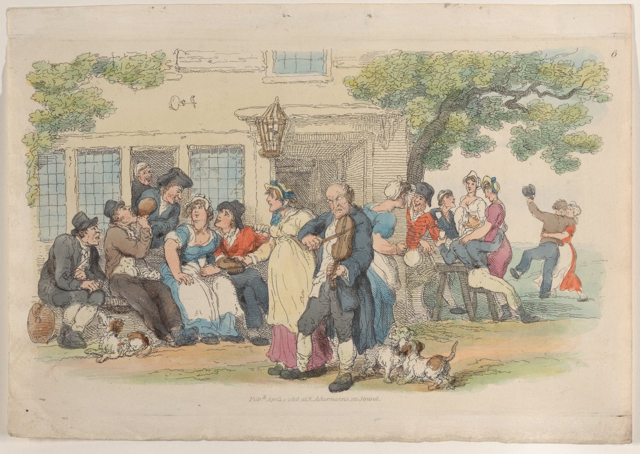 Placa 6: La Puerta de la Taberna, del Mundo en Miniatura, 1816 de Thomas Rowlandson
