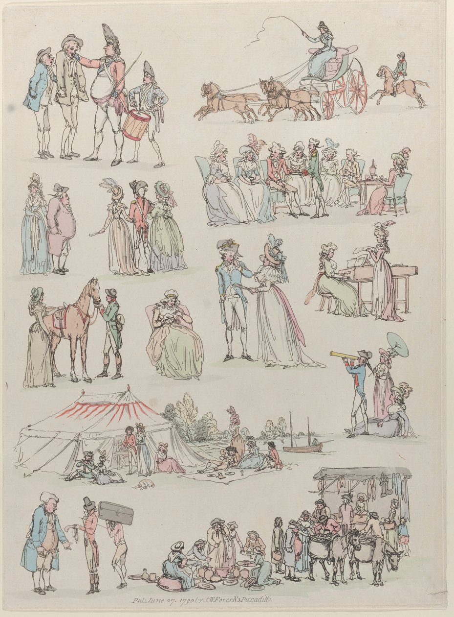 Placa 7, Contornos de figuras, paisajes y ganado... para el uso de los aprendices, 27 de junio de 1790 de Thomas Rowlandson