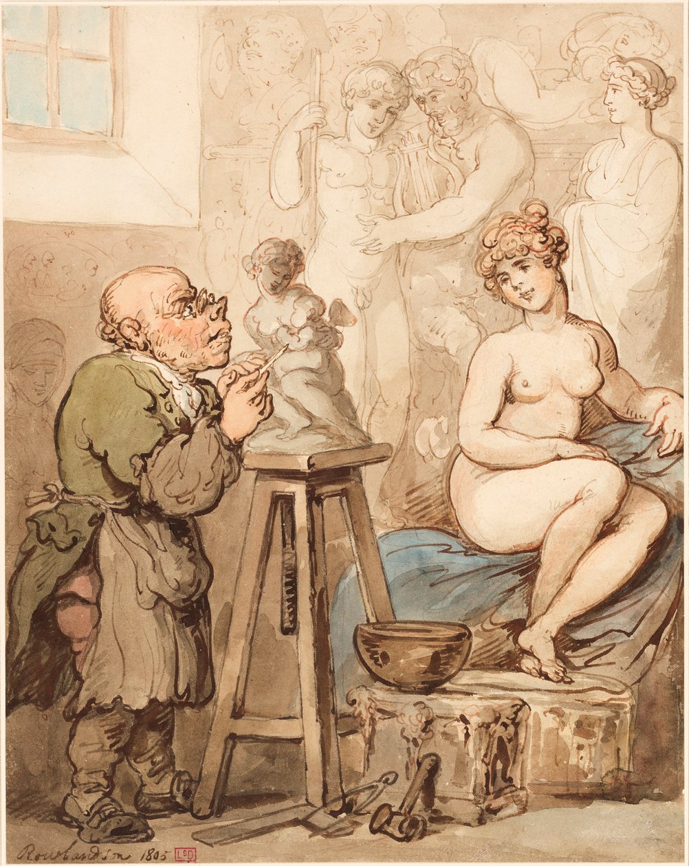 Preparación para la Academia—El viejo Joseph Nollekens y su Venus de Thomas Rowlandson