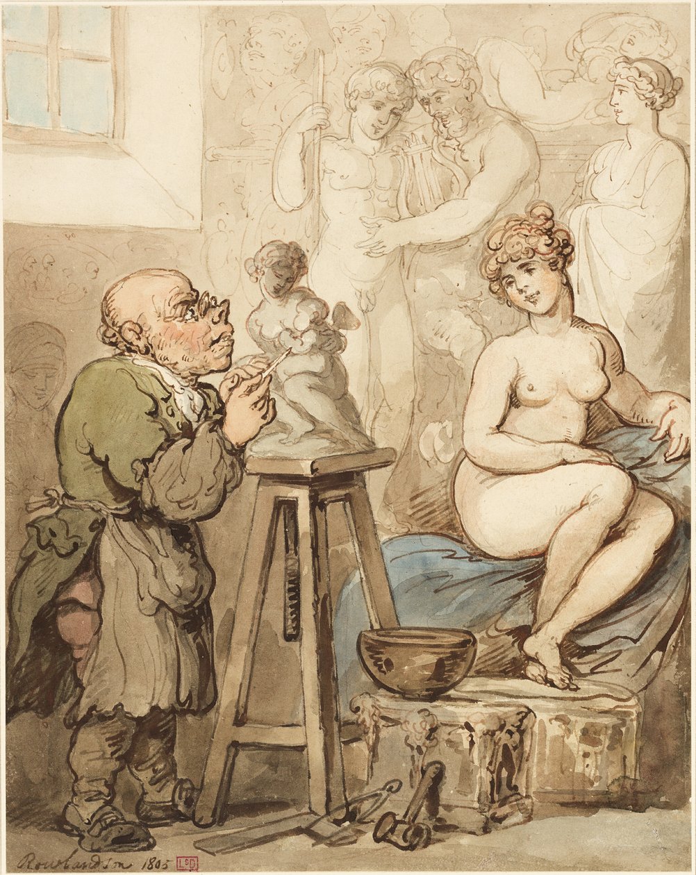 Preparación para la Academia—El viejo Joseph Nollekens y su Venus de Thomas Rowlandson