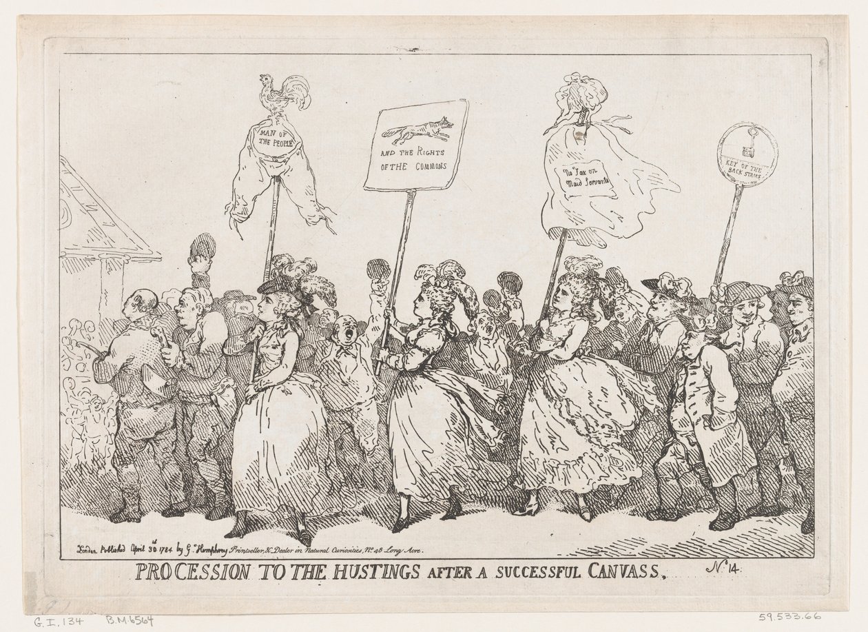 Procesión a las elecciones después de una campaña exitosa, 30 de abril de 1784 de Thomas Rowlandson