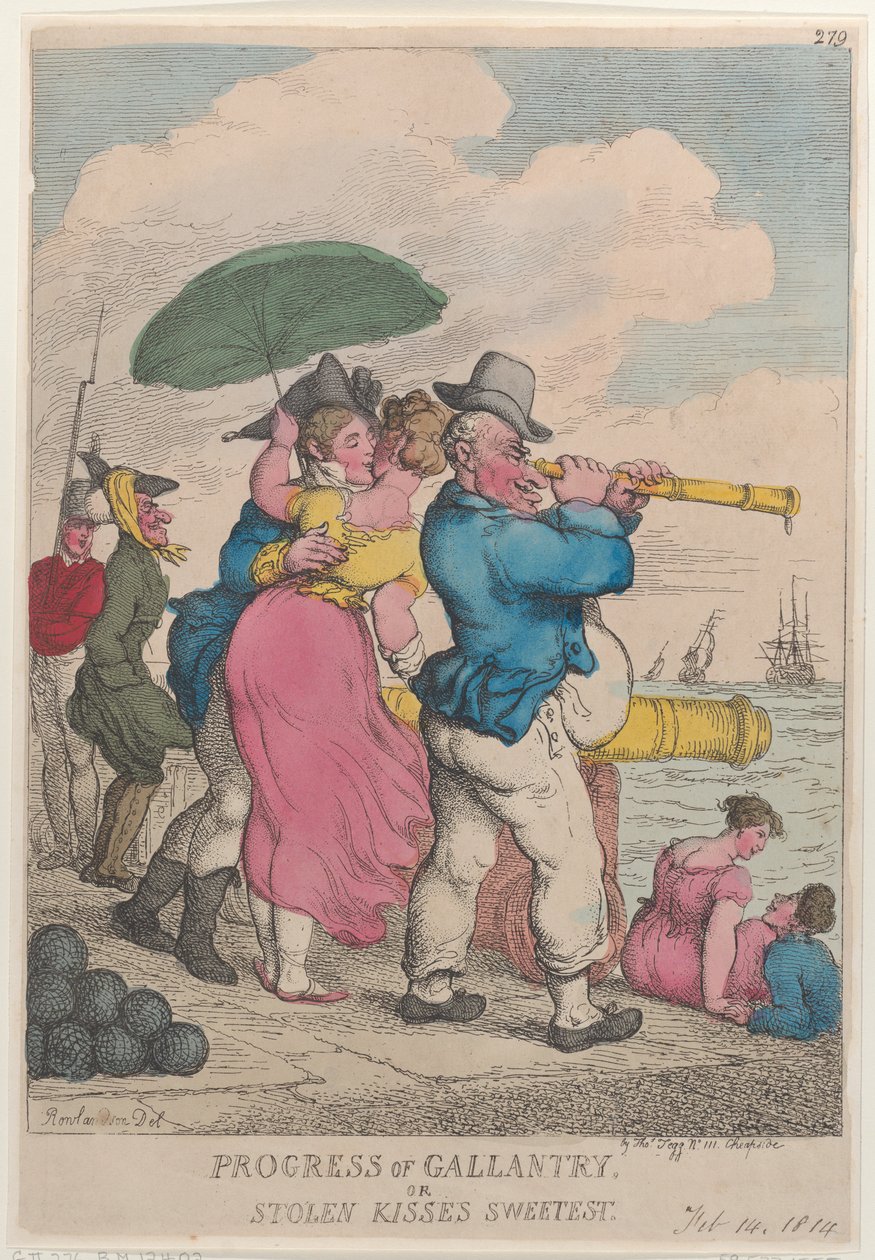 Progreso de la galantería o besos robados más dulces, 14 de febrero de 1814 de Thomas Rowlandson