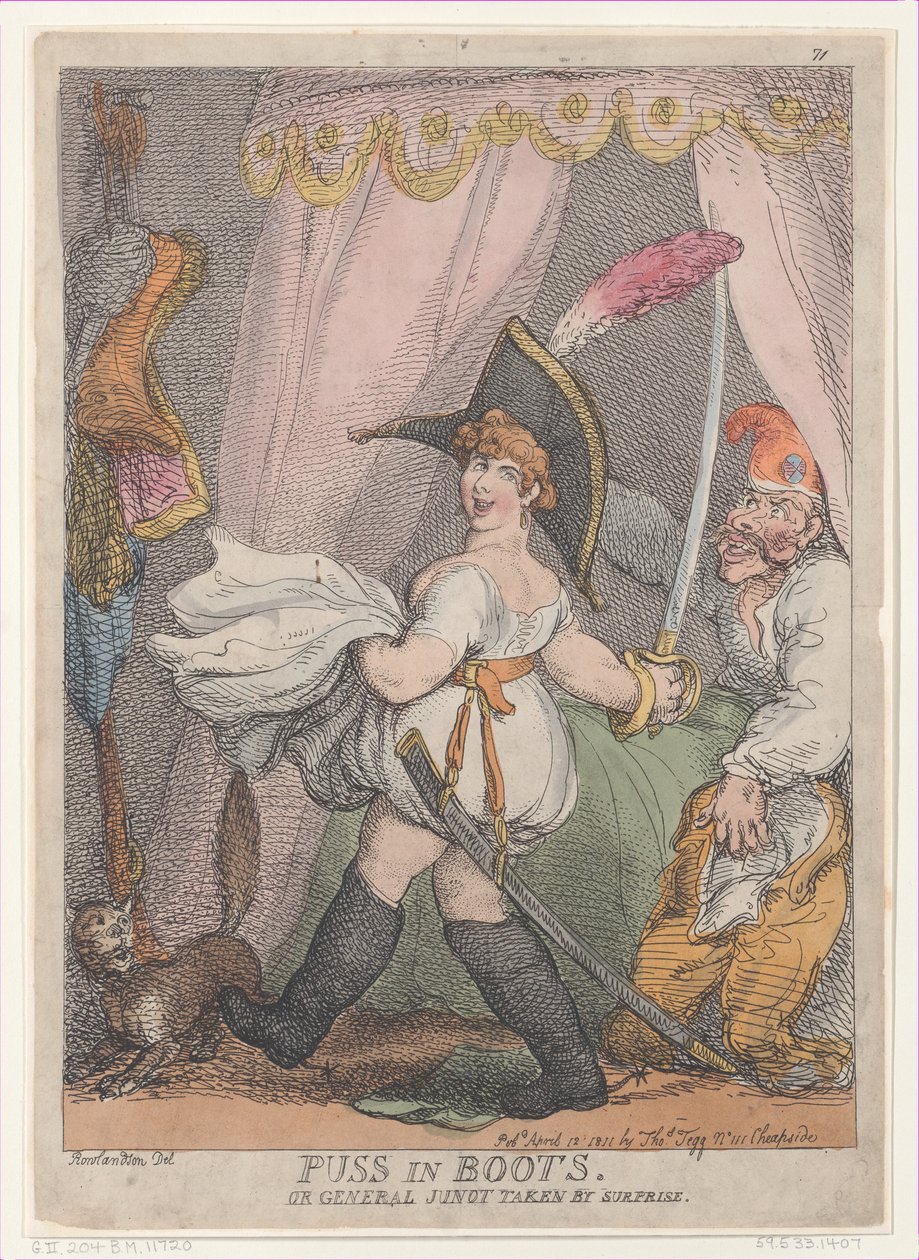 El Gato con Botas o General Junot Sorprendido, 12 de abril de 1811 de Thomas Rowlandson