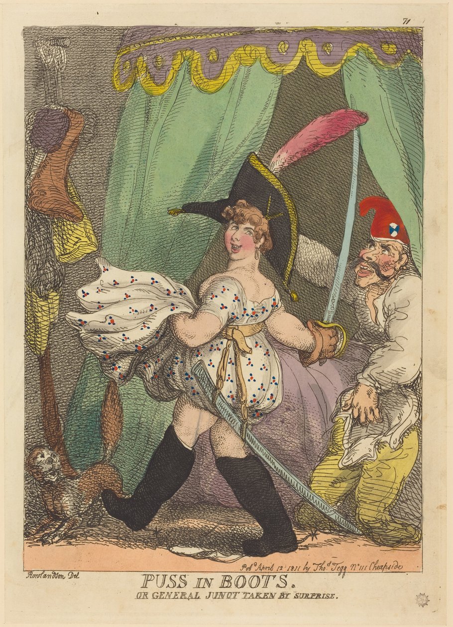 El Gato con Botas, o El general Junot tomado por sorpresa de Thomas Rowlandson