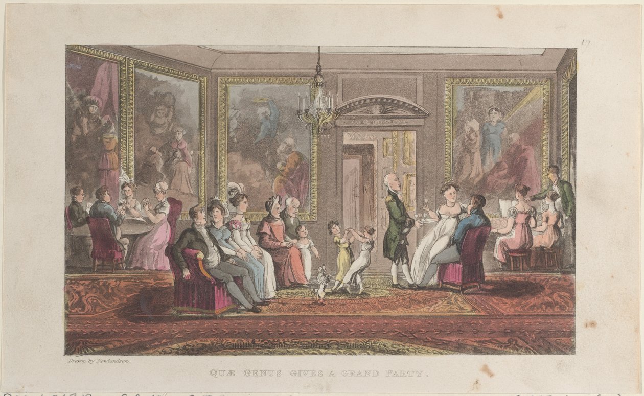 Quae Genus Da una Gran Fiesta, de La Historia de Johnny Quae Genus de Thomas Rowlandson
