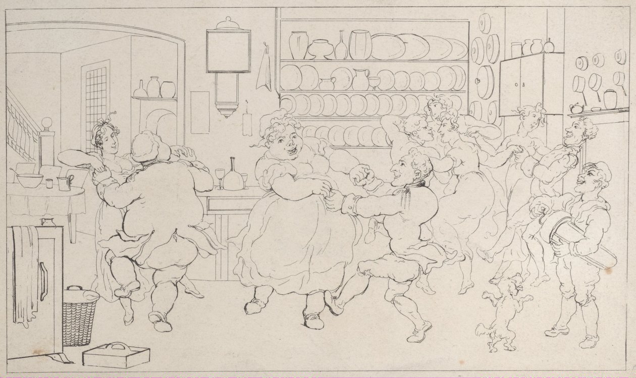 Quae Genus en los Deportes de la Cocina, de La Historia de Johnny Quoe Genus: el Pequeño..., 1822 de Thomas Rowlandson