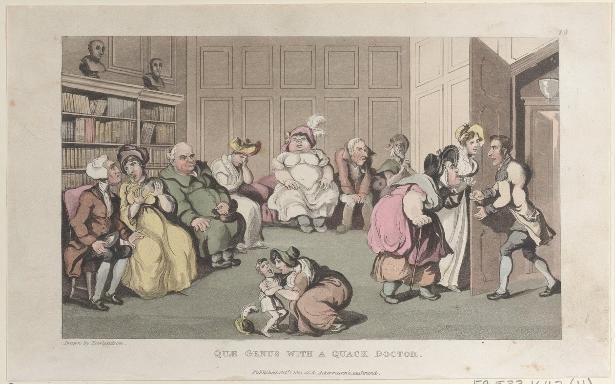 Quae Genus con un Doctor Charlatán, de La Historia de Johnny Quae Genus, El Lit..., 1 de octubre de 1821 de Thomas Rowlandson