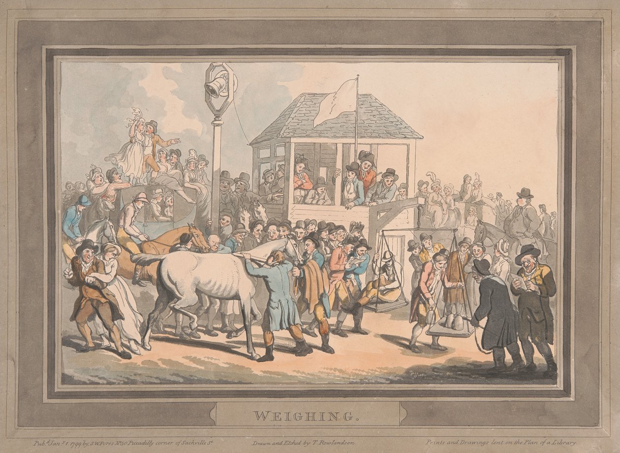 Carreras [juego de seis]:  2. Pesaje de Thomas Rowlandson