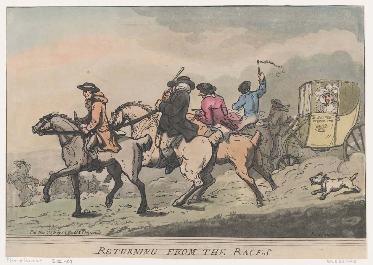 Regresando de las Carreras, 1 de diciembre de 1791 de Thomas Rowlandson
