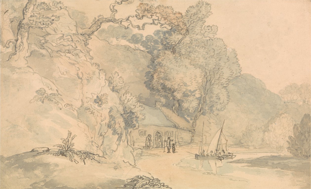 Escena fluvial con pequeñas embarcaciones de Thomas Rowlandson