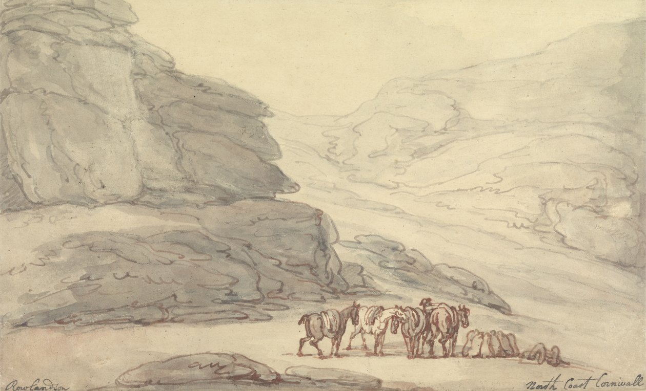 Escena rocosa en la costa norte, Cornualles de Thomas Rowlandson