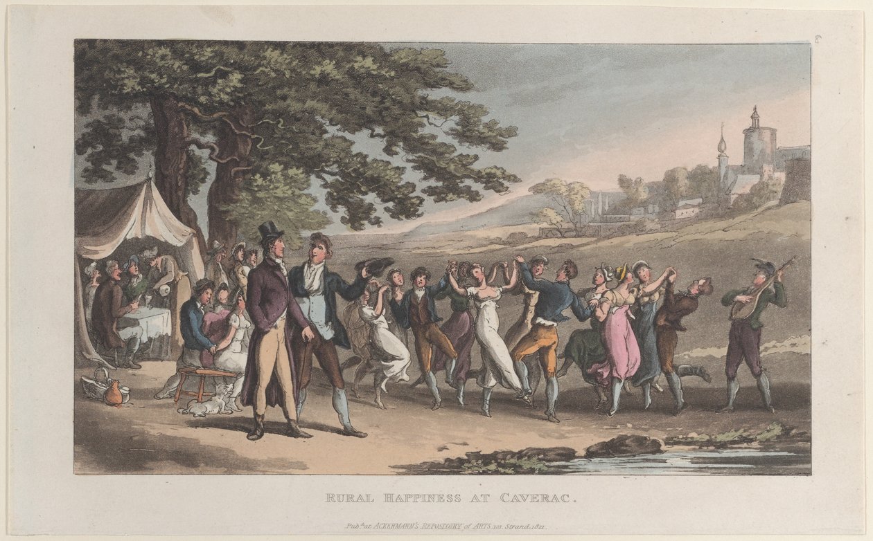 Felicidad Rural en Caverac, del Diario de Viajes Sentimentales en las Provincias del Sur..., 1821 de Thomas Rowlandson