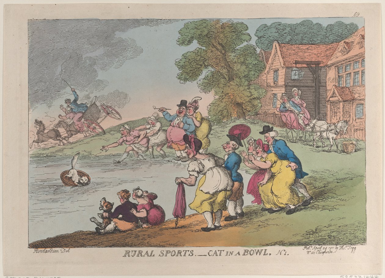 Deportes rurales: gato en un cuenco, 24 de abril de 1811 de Thomas Rowlandson
