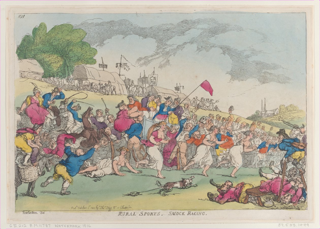 Deportes Rurales, Carrera de Camisones, [1 de octubre de 1811], reimpresión de Thomas Rowlandson