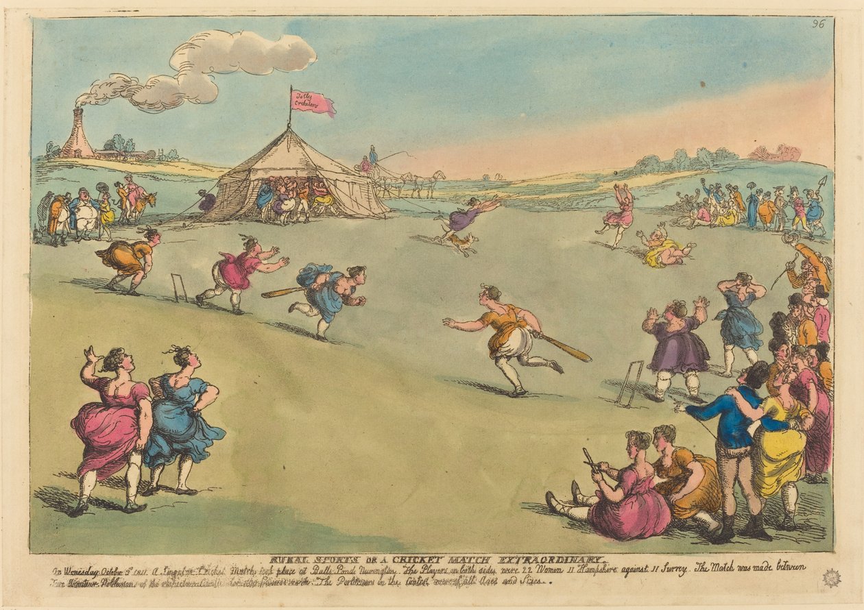 Deportes rurales o un partido de cricket extraordinario de Thomas Rowlandson