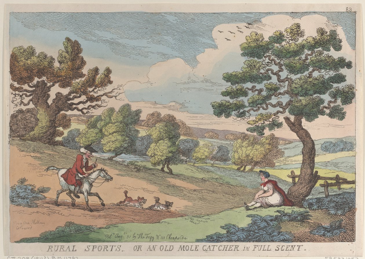 Deportes rurales, o un viejo cazador de topos en pleno aroma de Thomas Rowlandson