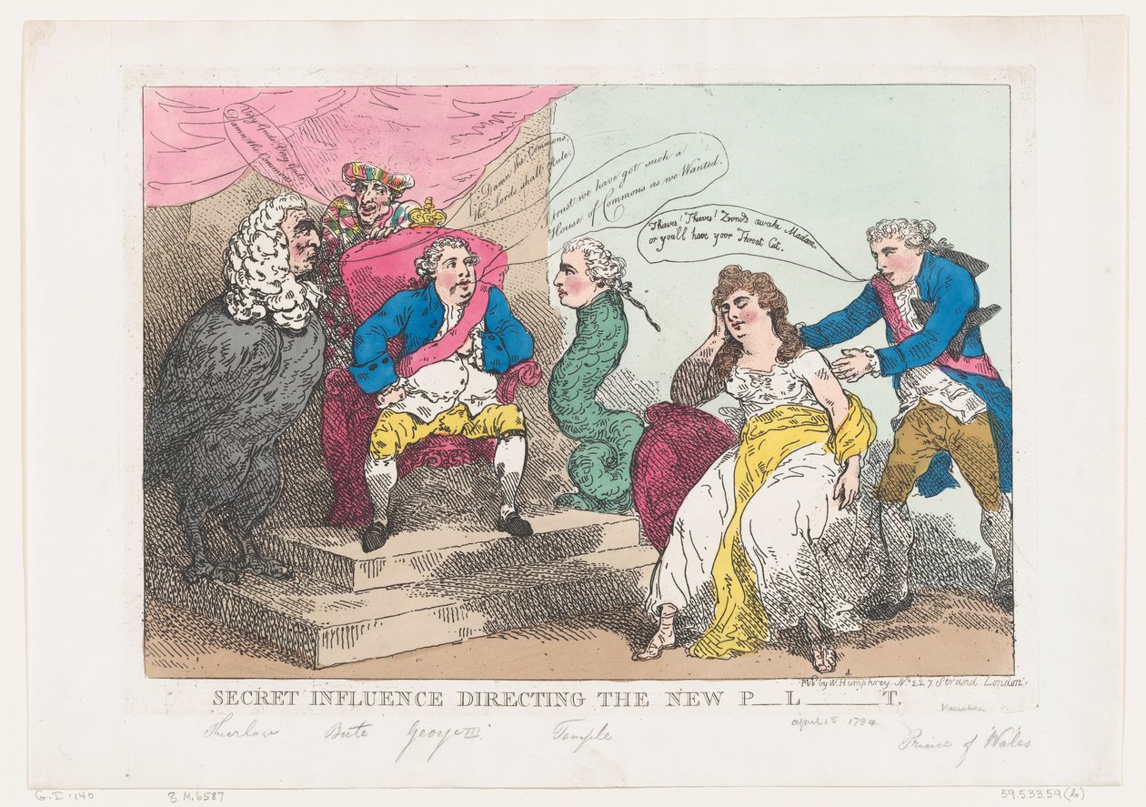 Influencia secreta dirigiendo el nuevo parlamento, 18 de mayo de 1784 de Thomas Rowlandson