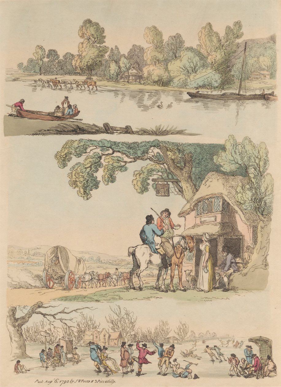 Conjunto de dieciséis: Esquemas de figuras y paisajes de Thomas Rowlandson