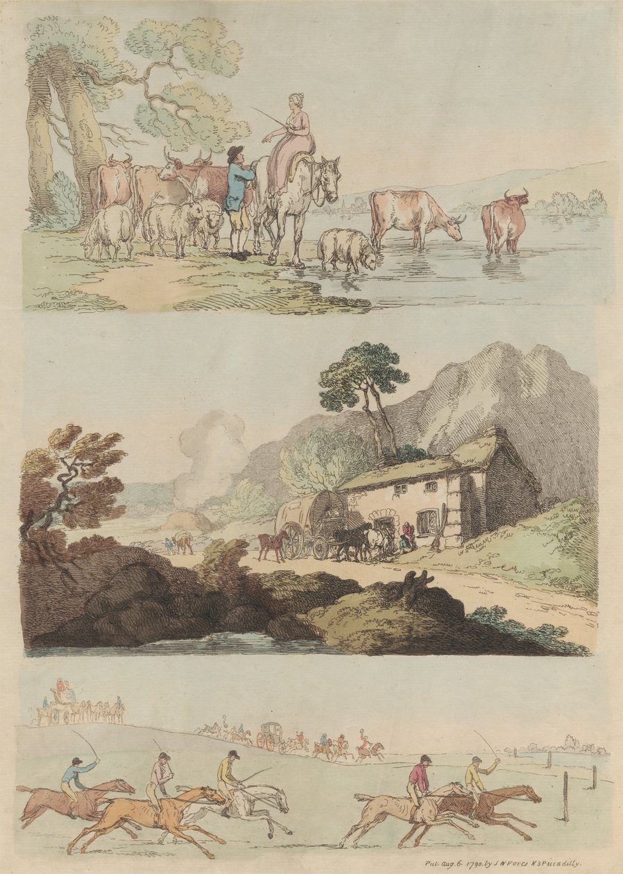 Conjunto de dieciséis: Esquemas de figuras y paisajes de Thomas Rowlandson