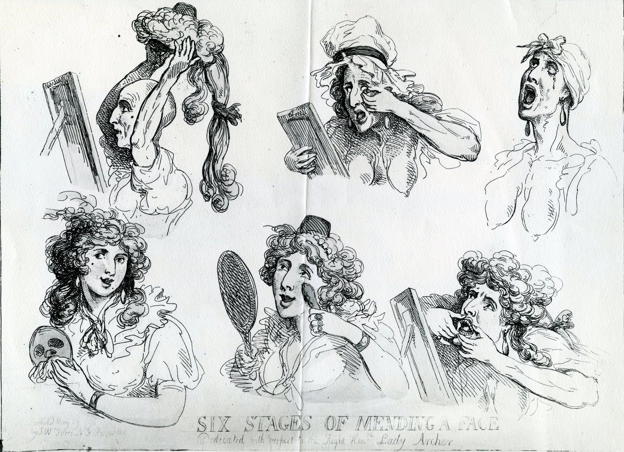 Seis etapas de arreglar una cara de Thomas Rowlandson