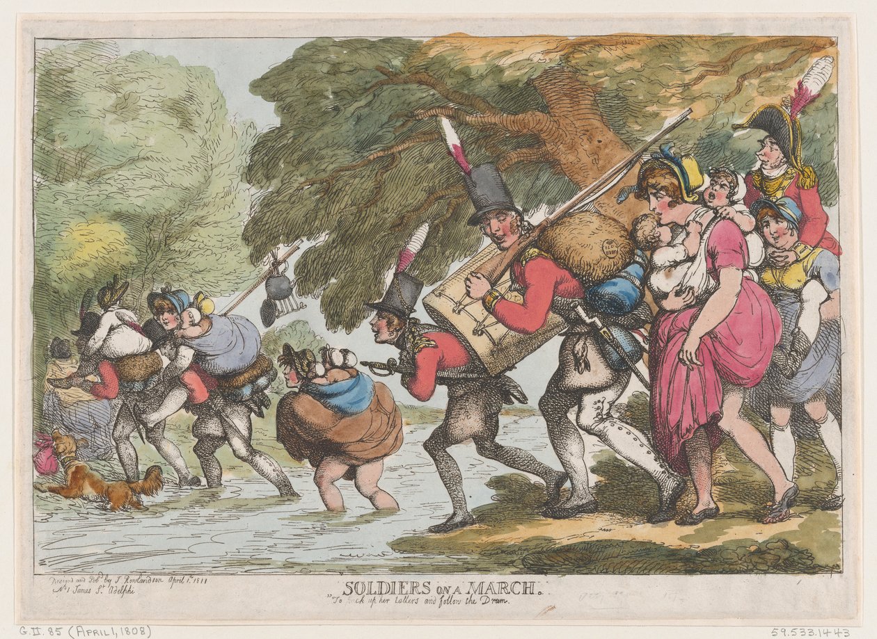 Soldados en marcha, 1 de abril de 1808 de Thomas Rowlandson