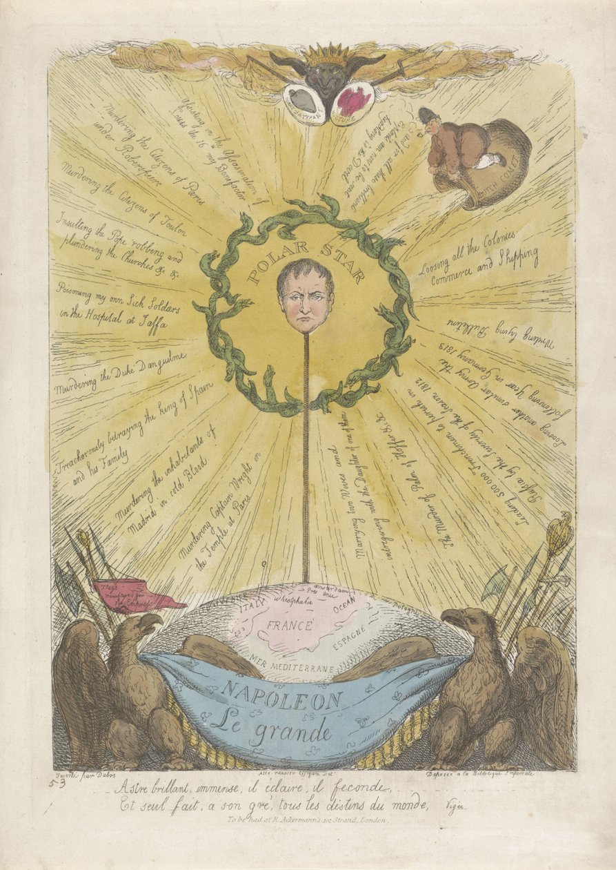 Caricatura en la que Napoleón aparece como la estrella polar, 1813 de Thomas Rowlandson