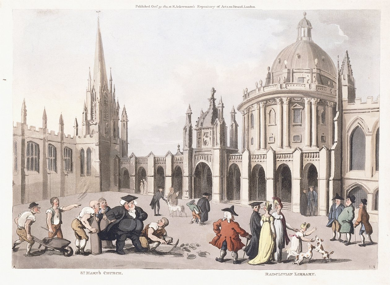 Iglesia de Santa María y Biblioteca Radcliviana, 1809-1811 de Thomas Rowlandson