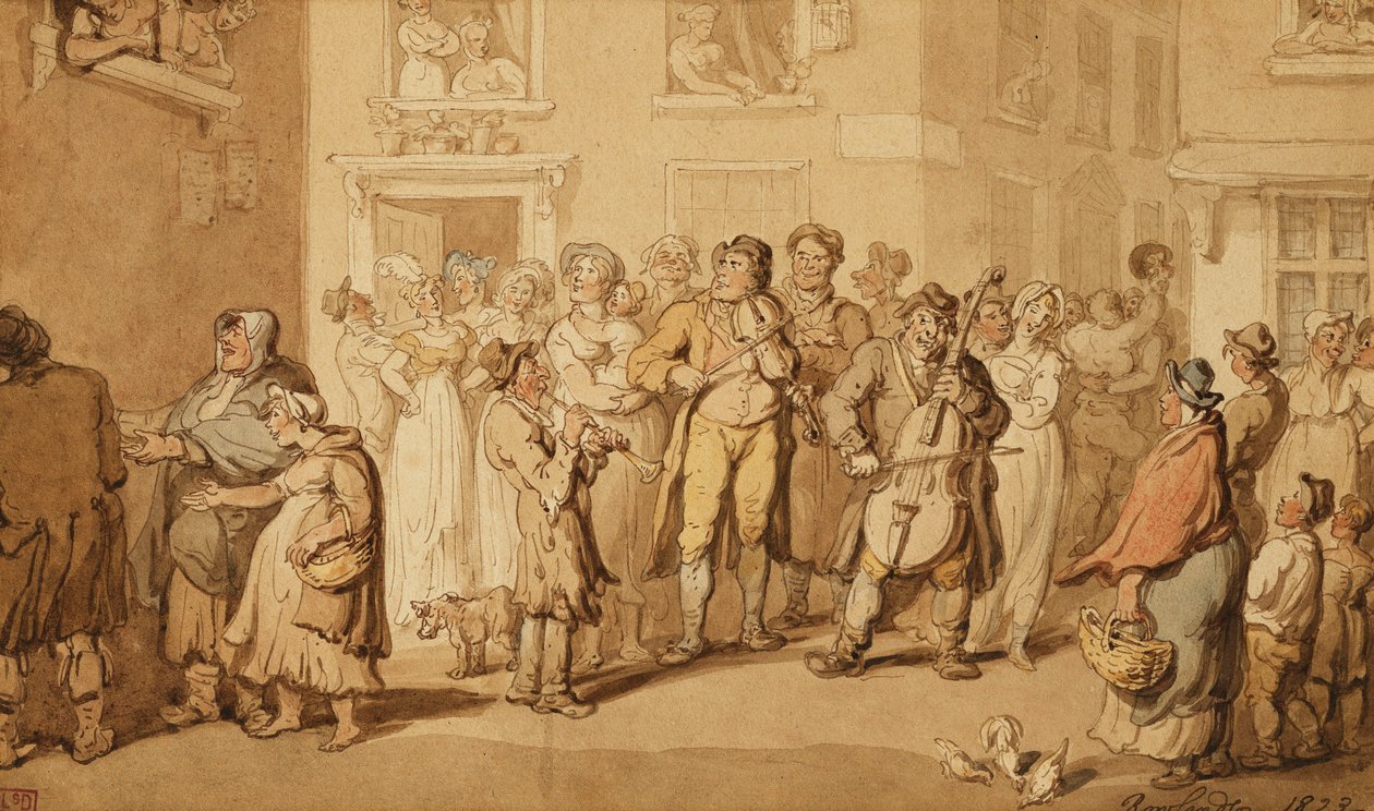 Músicos callejeros, 1823 de Thomas Rowlandson