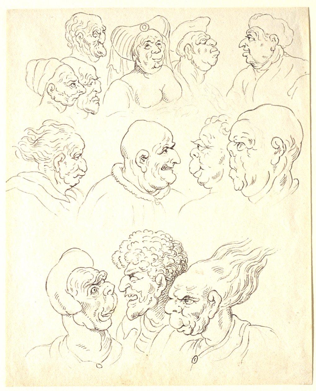 Estudios de cabezas grotescas de Thomas Rowlandson