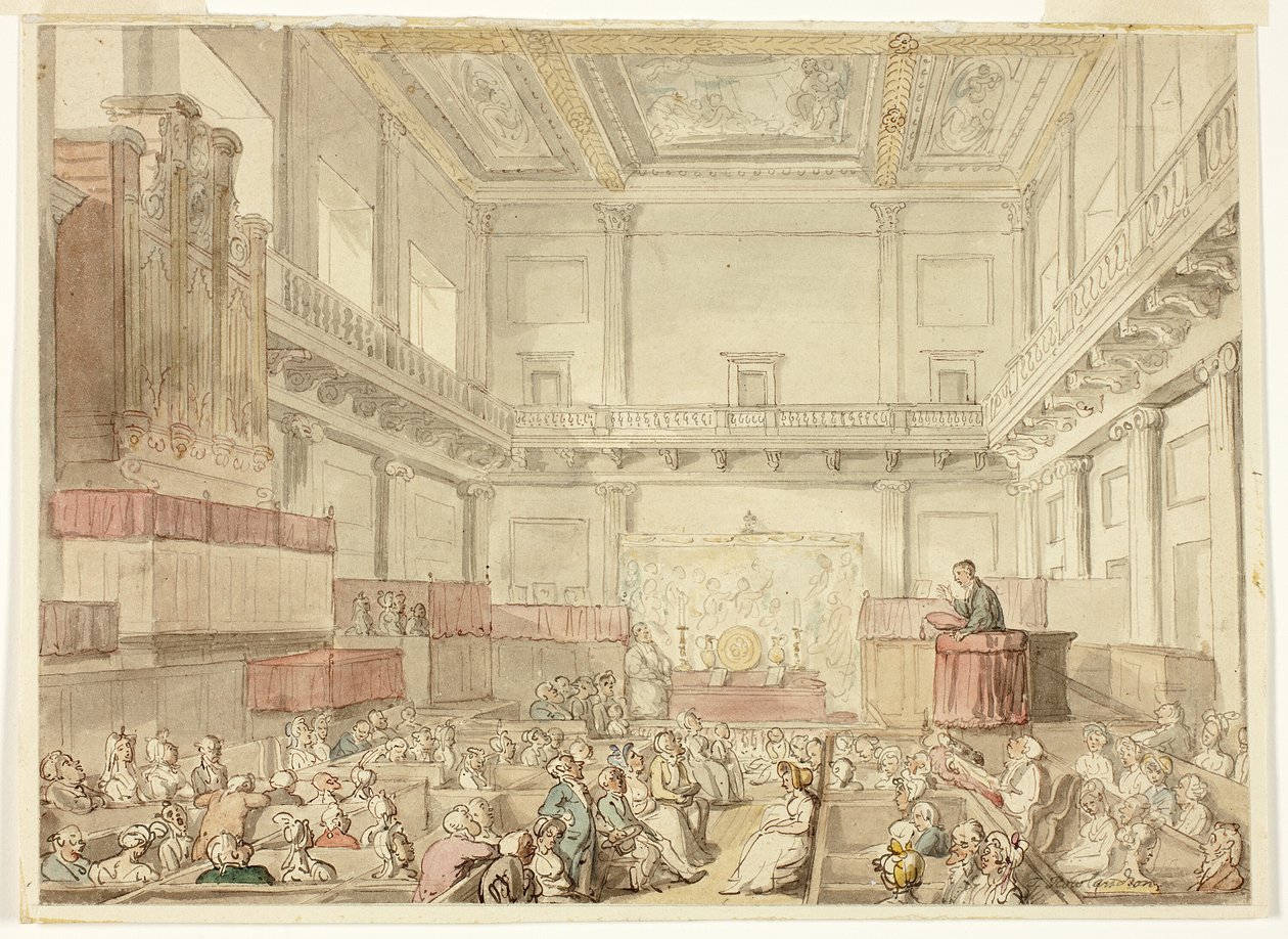 Estudio para la Capilla Real, Whitehall, de Microcosm of London de Thomas Rowlandson