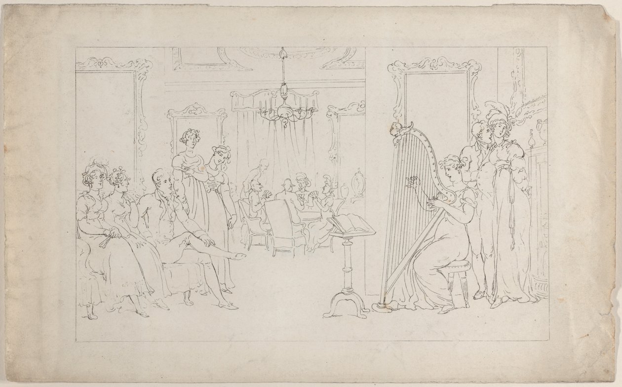 Dulce es la voz cuyos poderes pueden mover y llamar al corazón vagabundo al amor..., 1 de septiembre de 1817 de Thomas Rowlandson